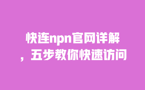 快连npn官网详解，五步教你快速访问 一